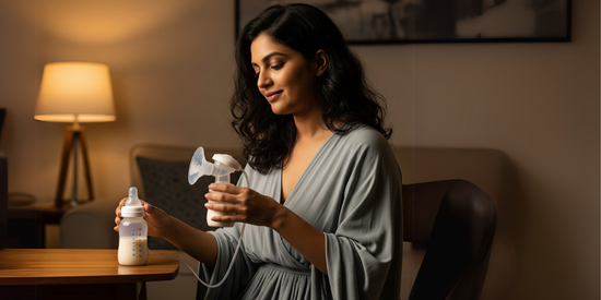 Mother using a breast pump