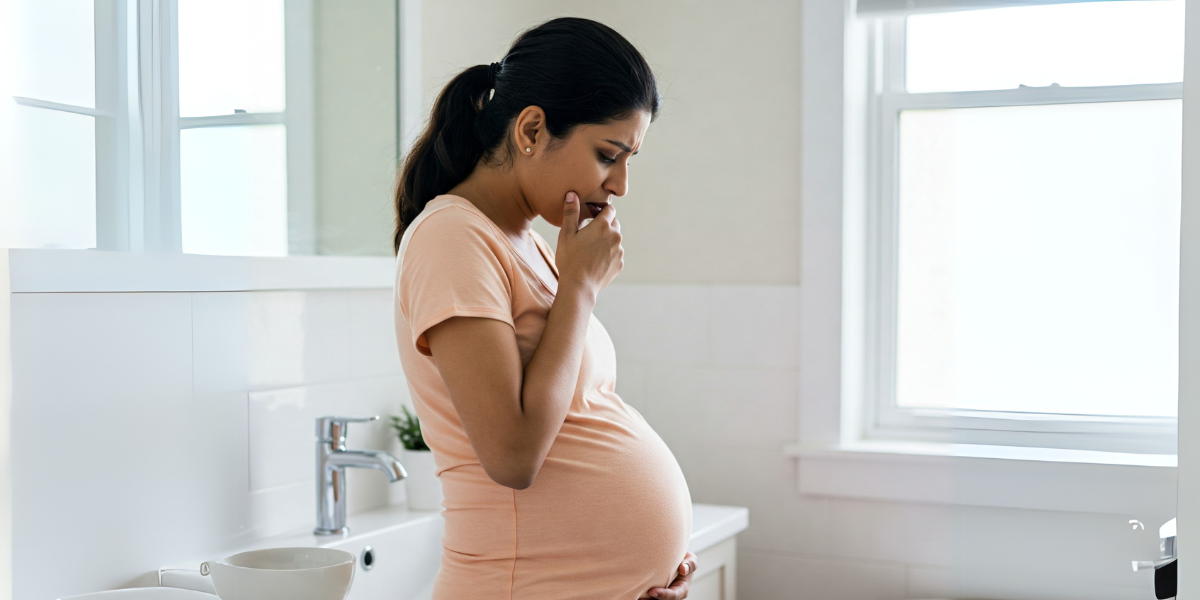 Pregnant mother having nausea
