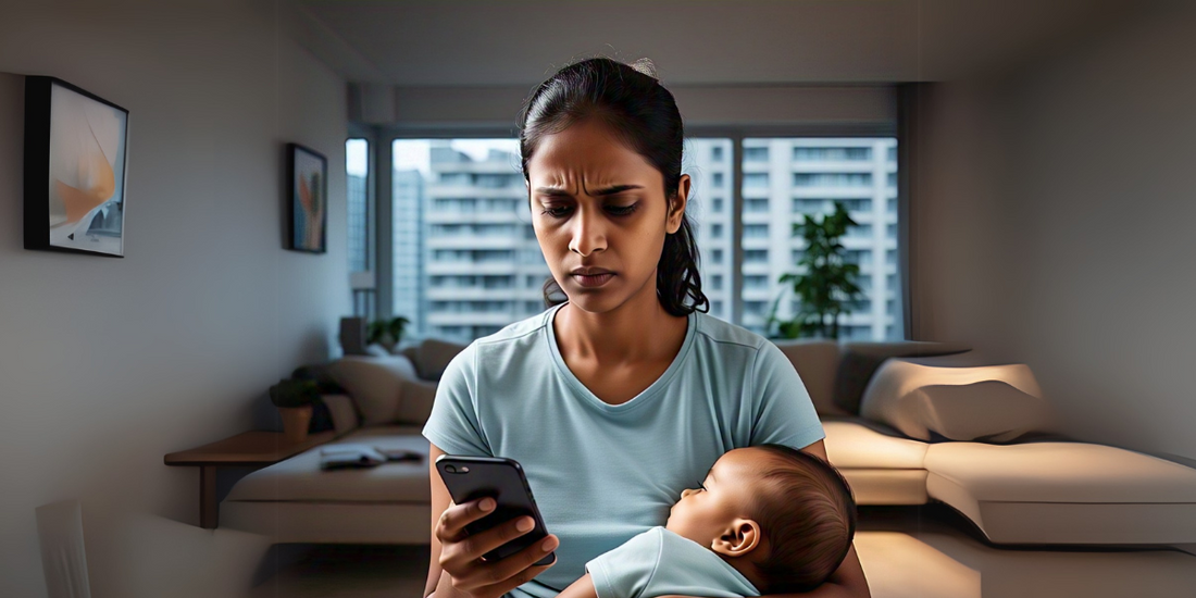 A Breastfeeding Mother Looking Worried