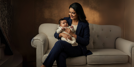 Working mother with her baby