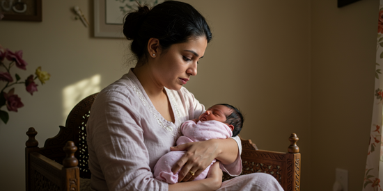Mother holding her new born baby