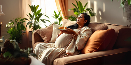 Pregnant Mother Eating Snacks