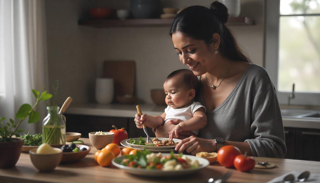 A Breastfeeding Mother Eating A Healthy Diet