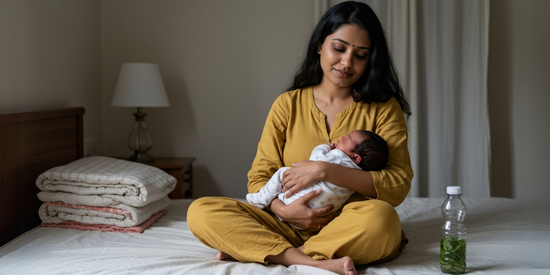  Indian mother with newborn during postpartum period